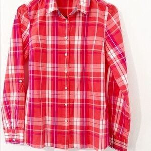 Tommy Hilfiger Red and Pink Plaid Button-Down Shirt
